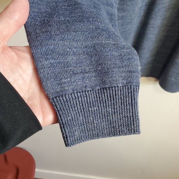 BELLISSIMO Vintage Merino Wool Blend Mock Neck Sweater Shirt Blue Men's Small - Picture 5 of 12